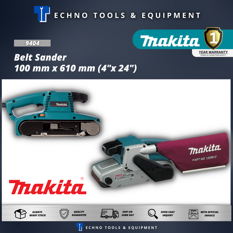 MAKITA 9404 Belt Sander 100 mm x 610 mm (4"x 24") - 1 Year Warranty