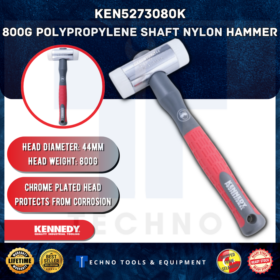 KENNEDY 32-50mm Dia Head Polypropylene Shaft Nylon Hammer