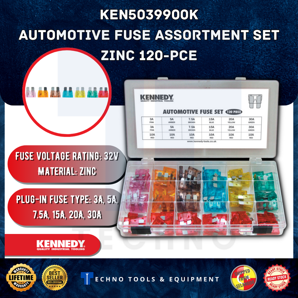 KENNEDY AUTOMOTIVE FUSE ASSORTMENT SET ZINC 120-PCE KEN5039900K