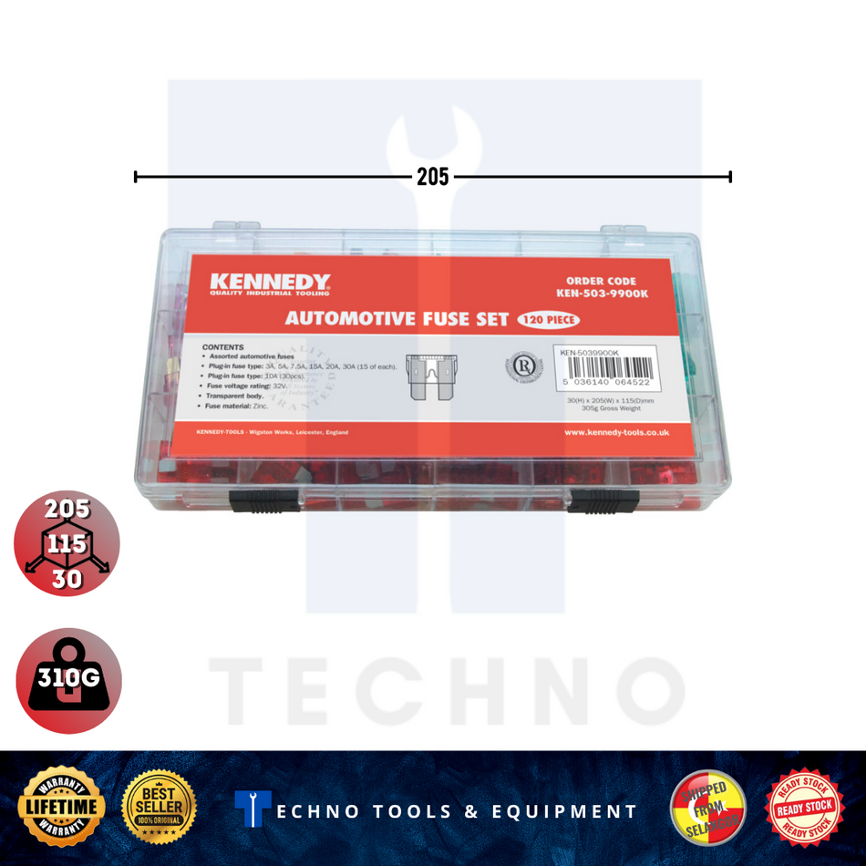 KENNEDY AUTOMOTIVE FUSE ASSORTMENT SET ZINC 120-PCE KEN5039900K KENNEDY