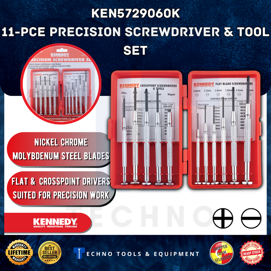 KENNEDY 11-PCE PRECISION SCREWDRIVER & TOOL SET KEN5729060K