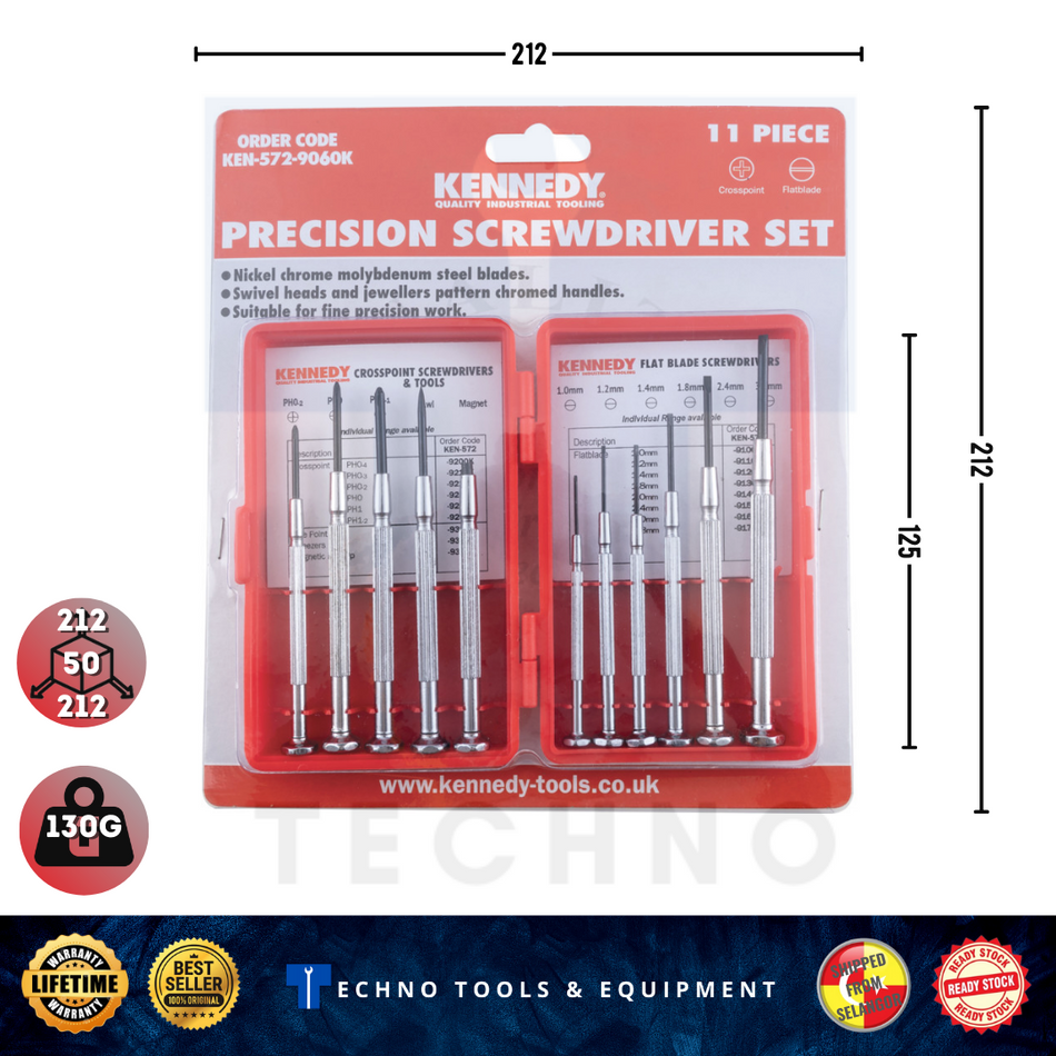 KENNEDY 11-PCE PRECISION SCREWDRIVER & TOOL SET KEN5729060K KENNEDY