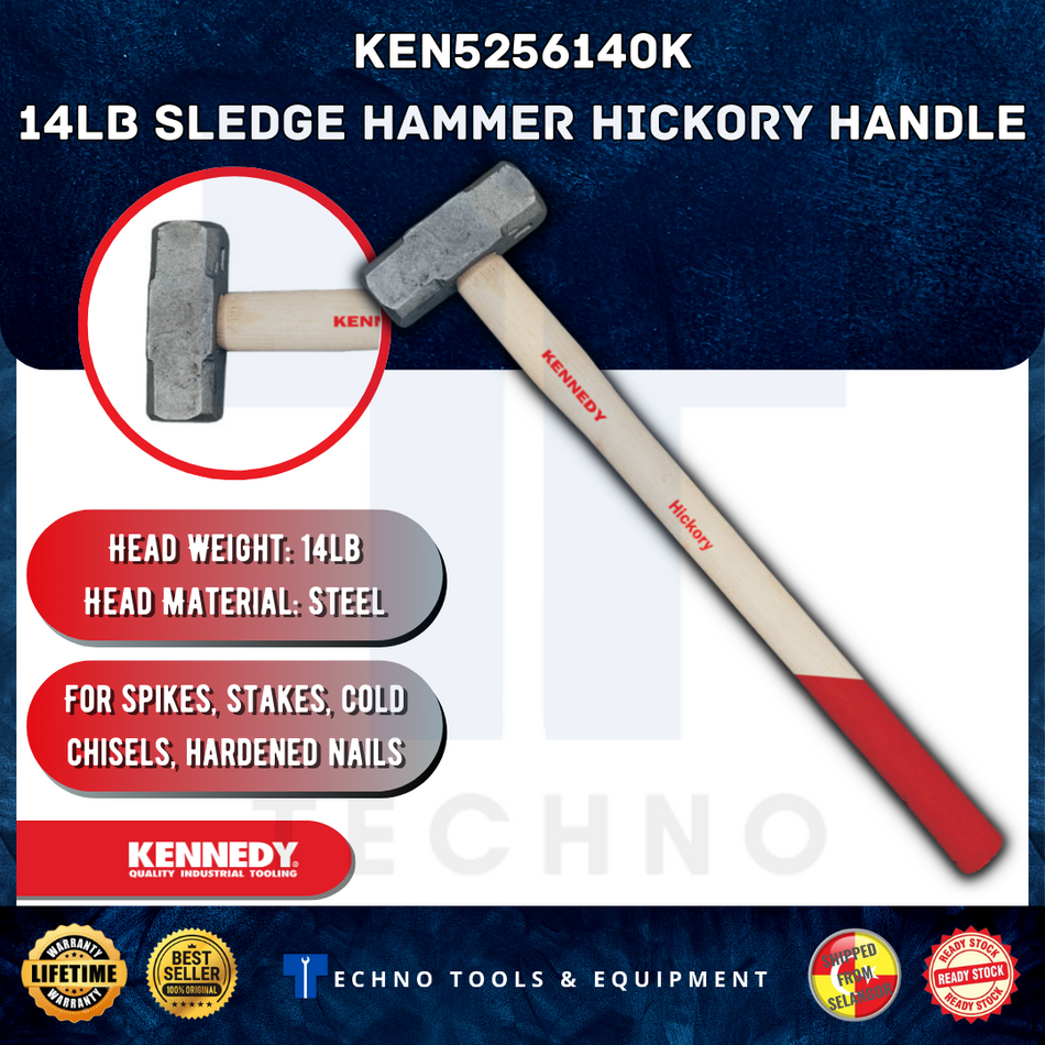 KENNEDY 7LB/10LB/14LB SLEDGE HAMMER HICKORY SHAFT KEN5256070K KEN5256100K KEN5256140K