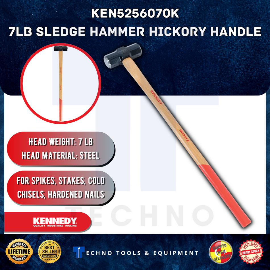 KENNEDY 7LB/10LB/14LB SLEDGE HAMMER HICKORY SHAFT KEN5256070K KEN5256100K KEN5256140K KENNEDY