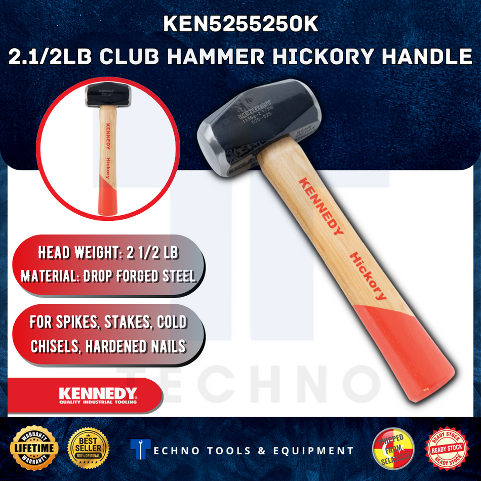 KENNEDY 2LB 3LB 4LB CLUB HAMMER HICKORY SHAFT KEN5255250K KEN5255300K KEN5255400K