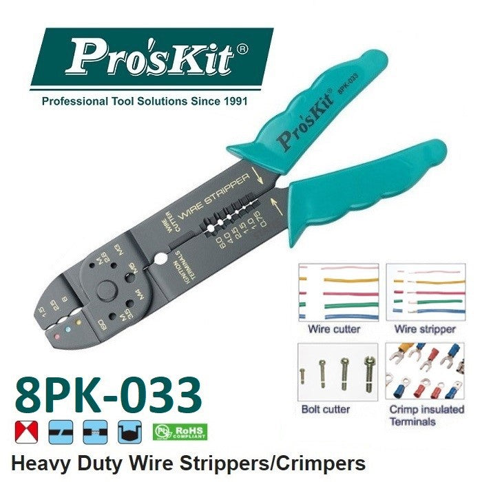 PRO'SKIT 8PK-033 Heavy Duty Wire Stripper/Crimper - Taiwan