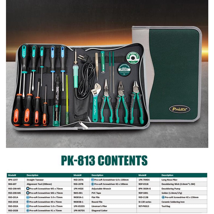 PRO'SKIT PK-813B Basic Electronic Tool Kit (220V)