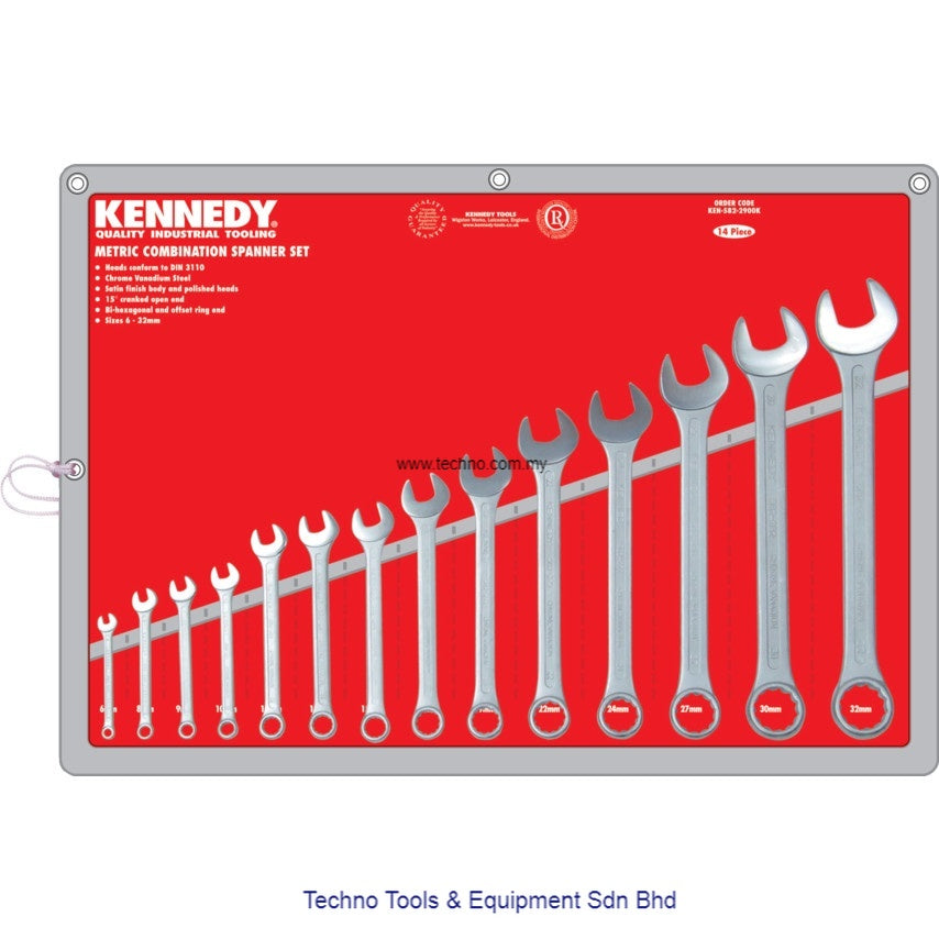 KENNEDY KEN5822900K 6-32mm Industrial Combination Spanner Set of 14