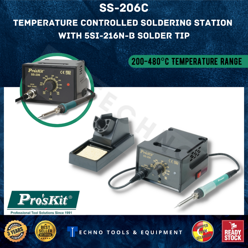 PRO'SKIT SS-206C Temperature Controlled Soldering Station with 5SI-216N-B Solder Tip
