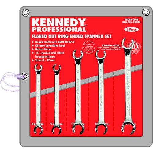 Kennedy KEN5821090K 8-17mm Professional Flared Nut Ring Spanner Set of 5