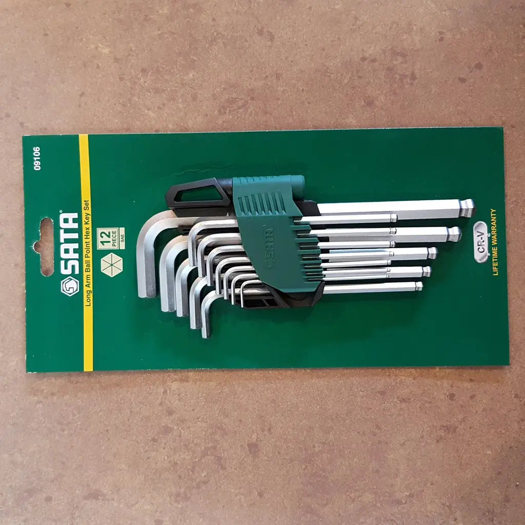 Sata Allen Key Set Inch SATA 09106 12Pc. Long Arm Ball Point Hex Key Set, S.A.E. – Techno Tools ...