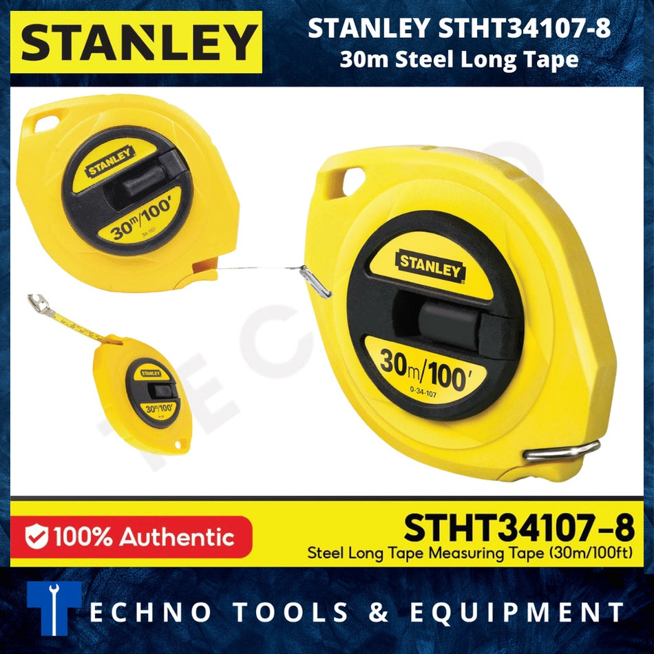 Stanley 30m/100ft  Steel Long Tape Measuring Tape STHT34107-8 / 34-107N