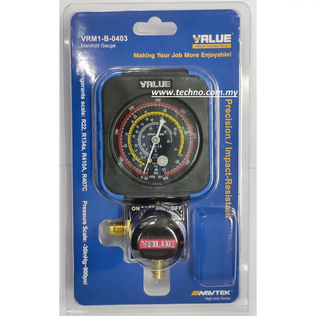 NAVTEK by VALUE Premium Single Manifold Gauge VRM1-B-0403 / 0404 ...
