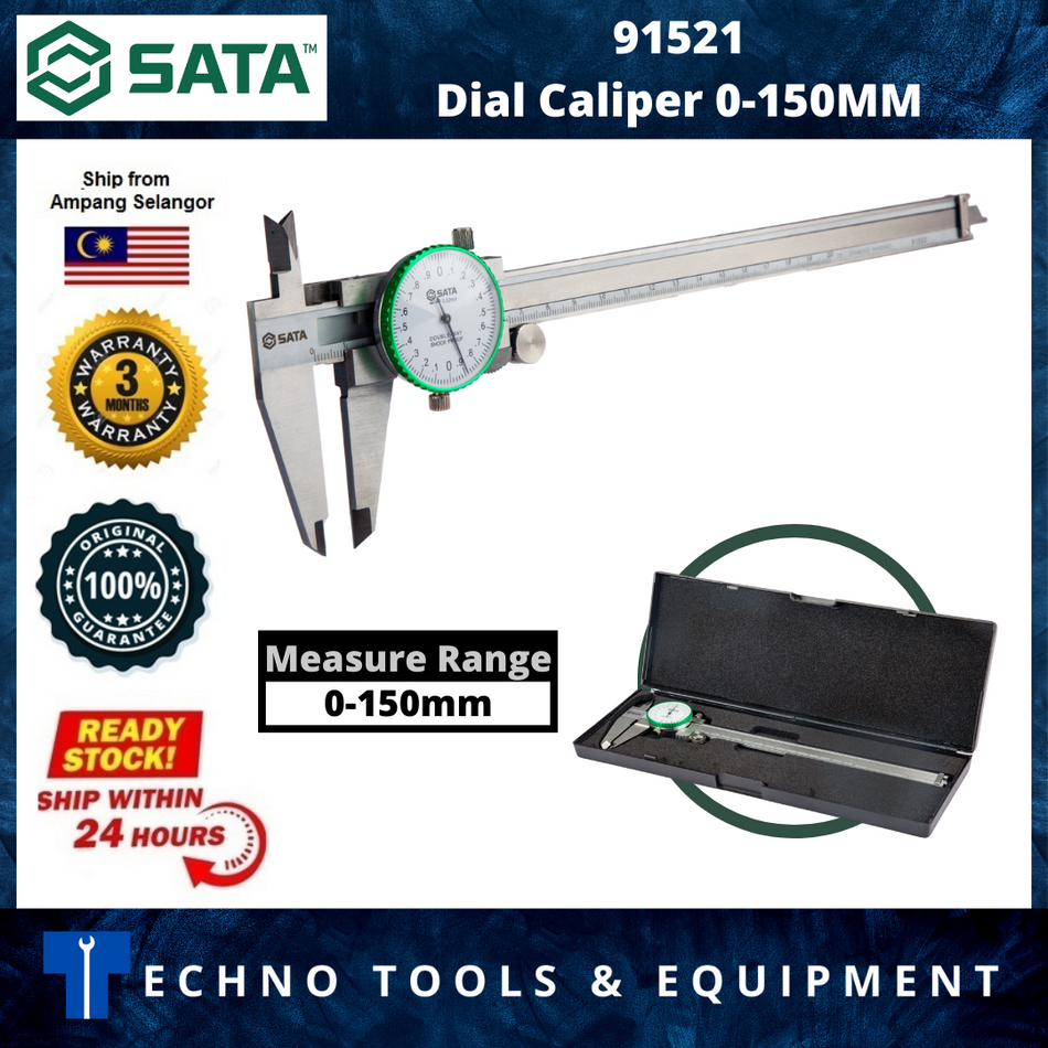 SATA 91521 Stainless Steel Dial Caliper - Silver (0~150mm)