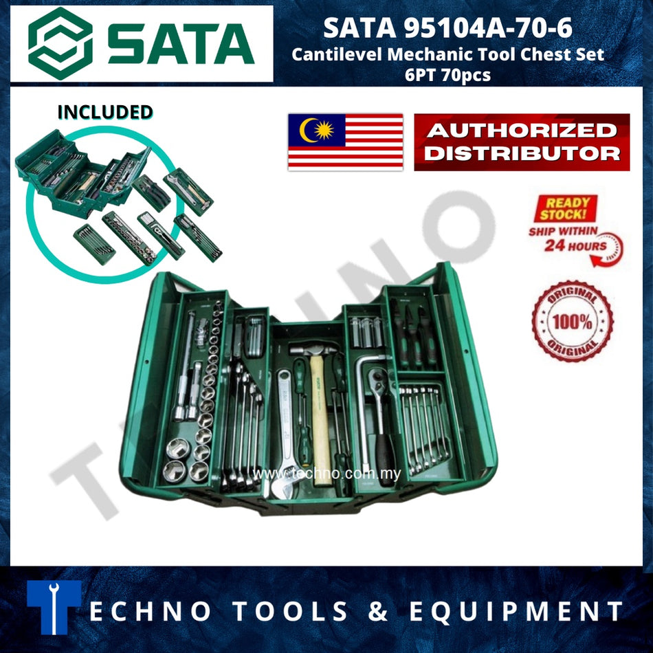 SATA 95104A-70-6  Cantilevel Mechanic Tool Chest Set 6PT 70pcs