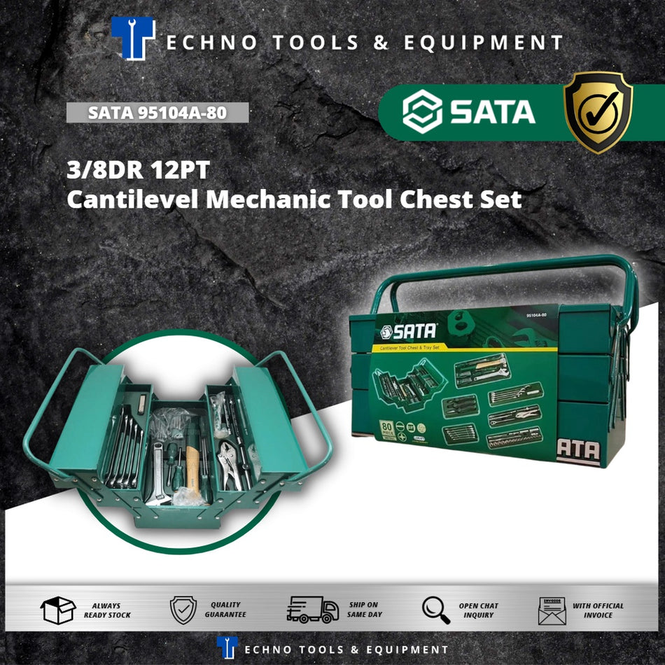 SATA 95104A-80 Cantilevel Mechanic Tool Chest Set (mm)3/8DR 12PT (95104A-80FM)