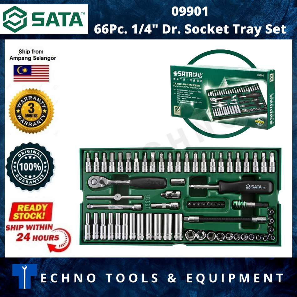 SATA 09901 66Pc. 1/4" Dr. Socket Tray Set