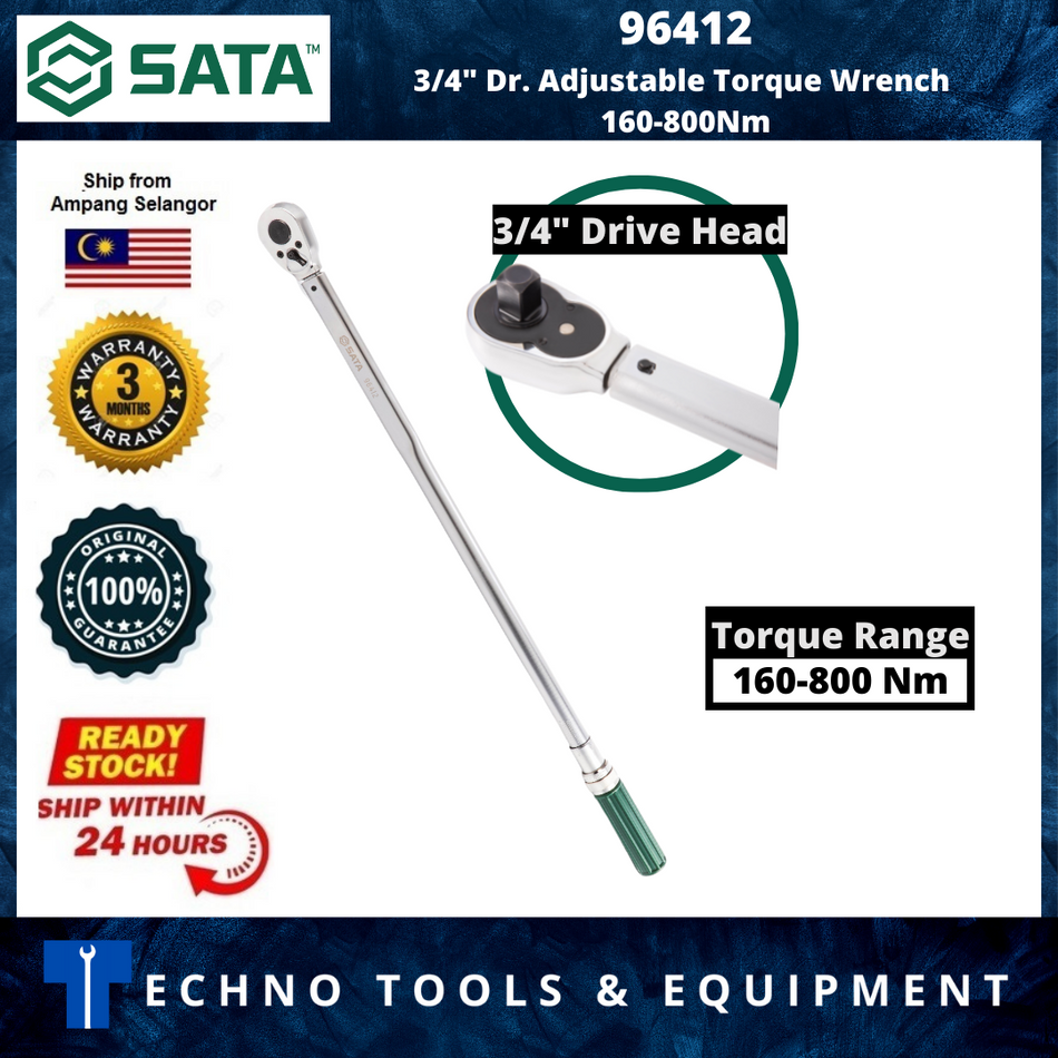 SATA 96412 A-SERIES MECHANICAL TORQUE WRENCH 160-800Nm