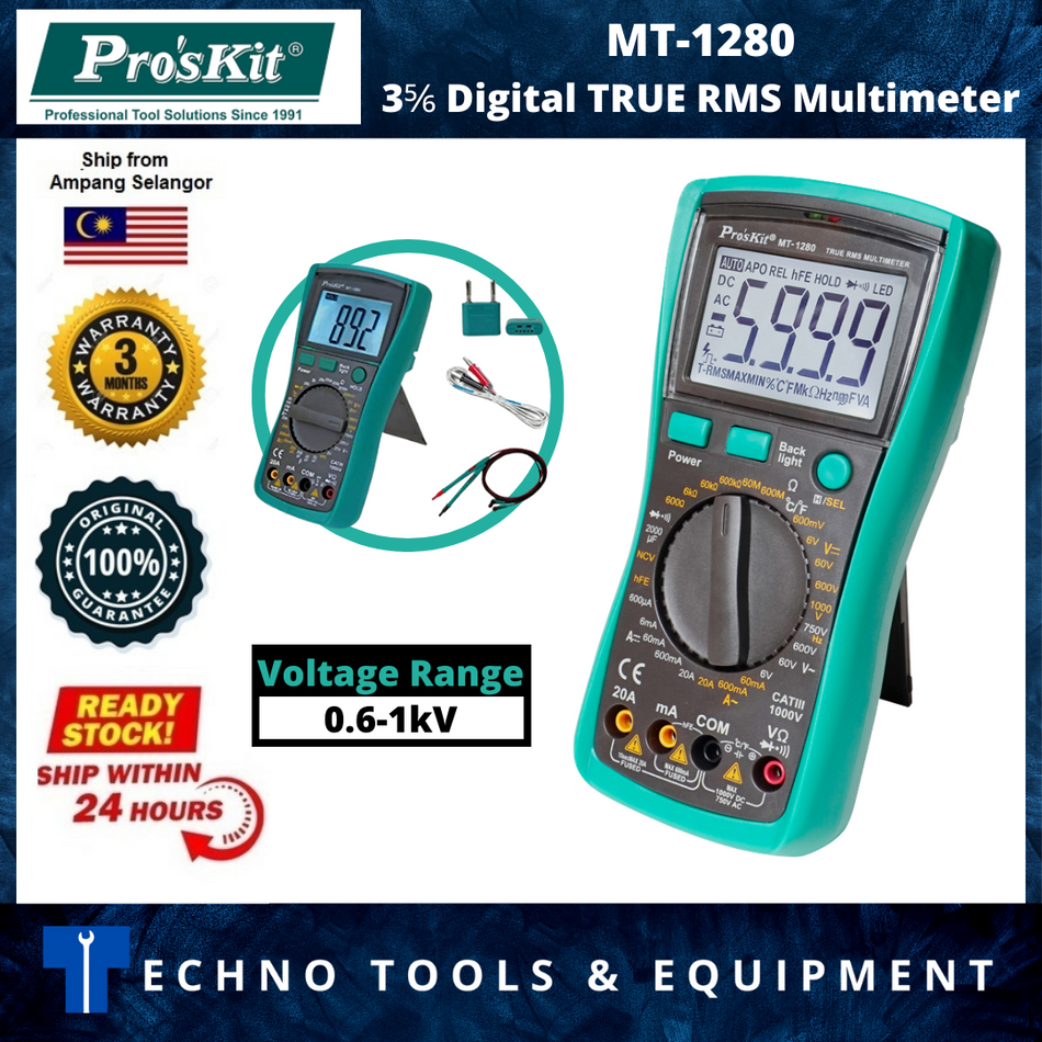 PRO'SKIT MT-1280 3⅚ Digital TRUE RMS Multimeter