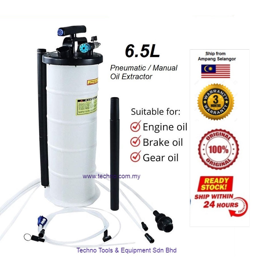 6.5L Vacuum Fluid Engine Oil Fuel Extractor Transfer Pump Car Petrol Coolant - Manual & Pneumatic (7341765A)