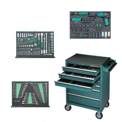 JONNESWAY 191PCS PROFESSIONAL MECHANICS TOOLS SET W/7-DRAWER TOOL TROLLEY C-7DW191V