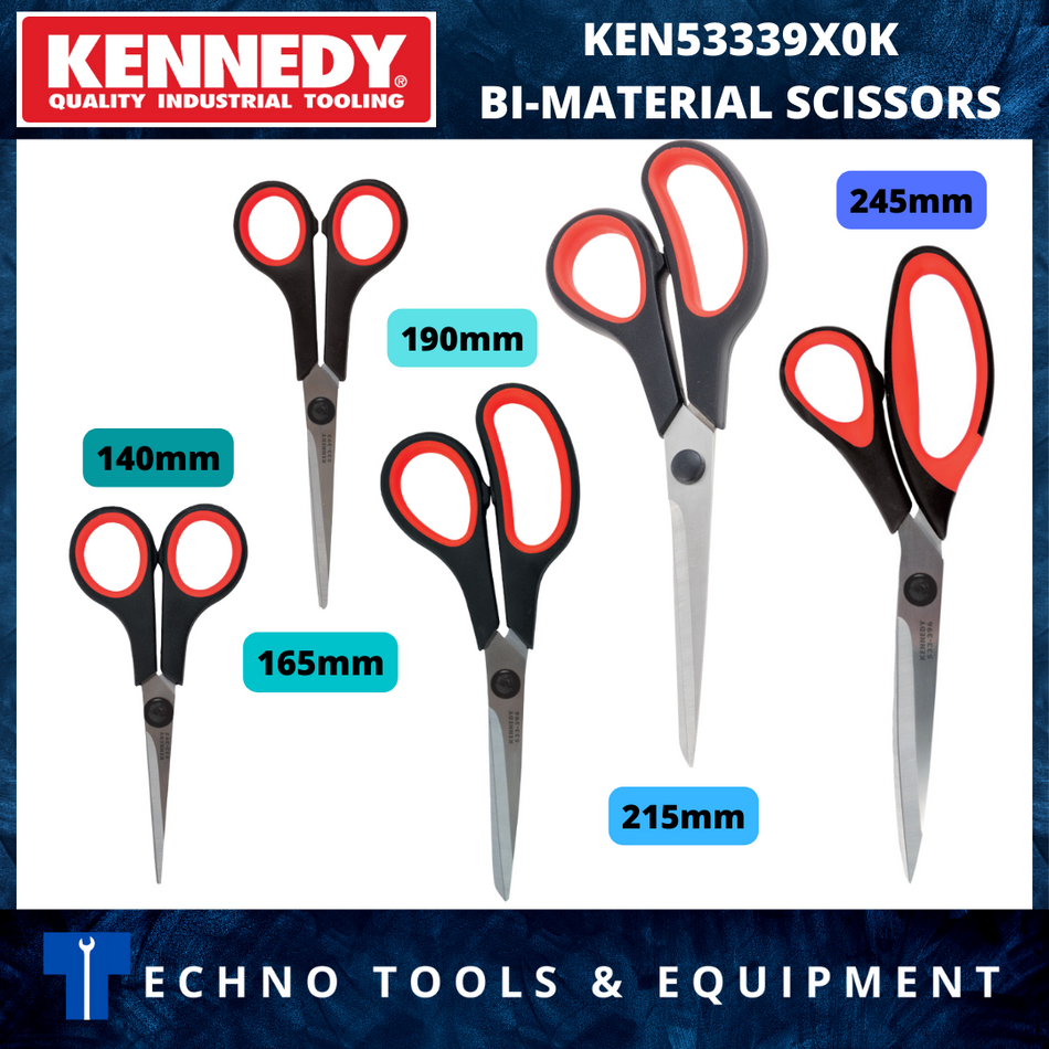 KENNEDY Bi-Material Grip Scissors 140 165 190 215 245mm