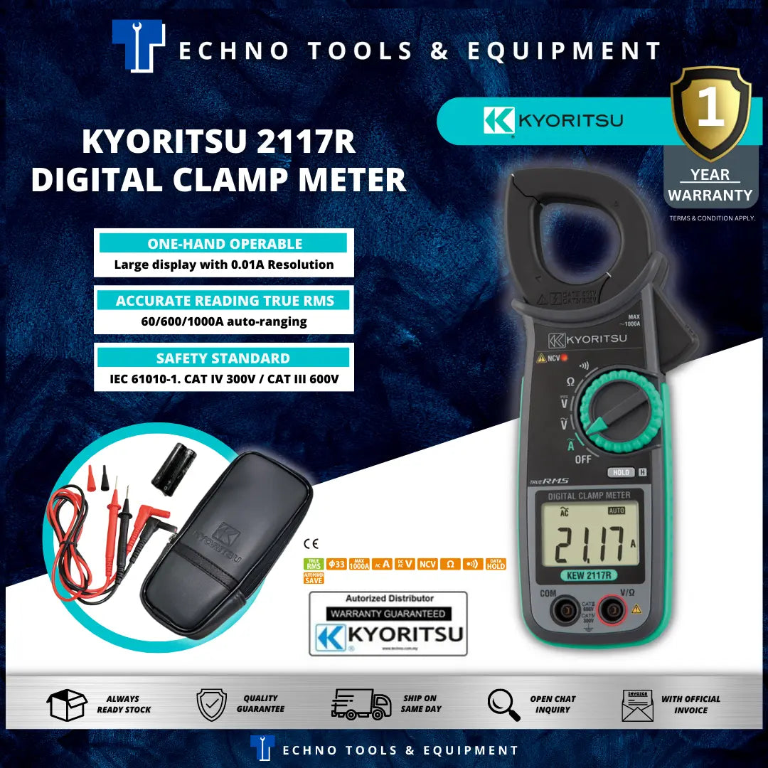 2117r KYORITSU 2117R AC Clamp Meter with True-RMS | KEW 2117R 1000A Tester ...