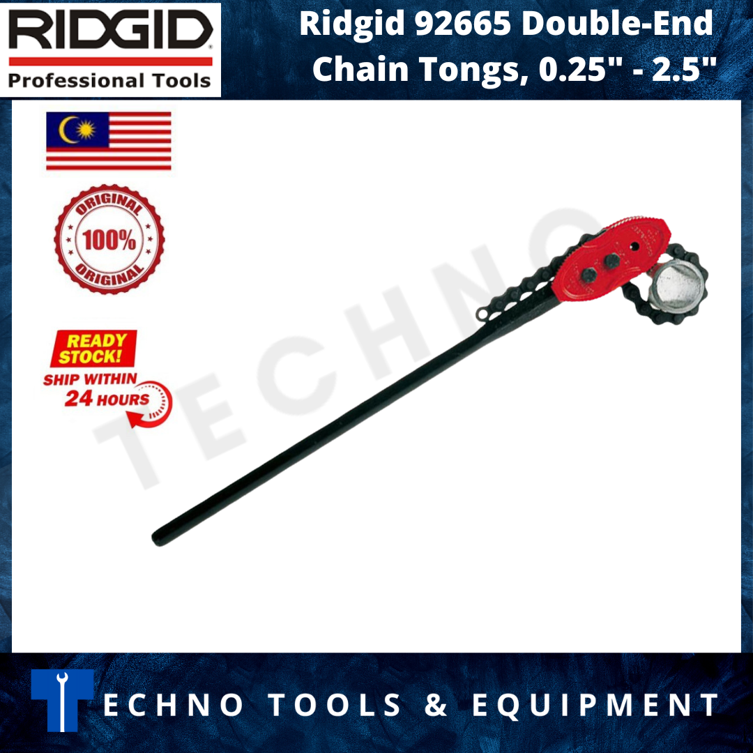 Ridgid 92665 Double-End Reversible Chain Tongs, 0.25" - 2.5" Pipe Capacity