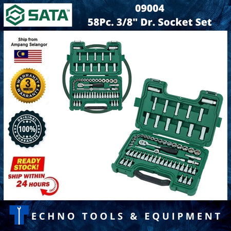 SATA 09004 Socket Set 60pc, 3/8", 6Pt. Metric SATA
