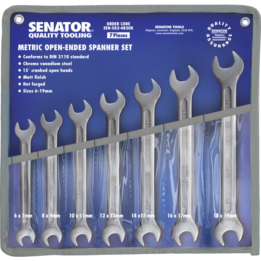 SENATOR  6-19mm CH/VANADIUM O/E SPANNER SET 7PC SEN-582-4830K