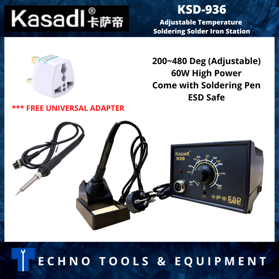 KASADI 936 60W Adjustable Temperature Soldering Solder Iron Station (Free Universal Adapter Plug)