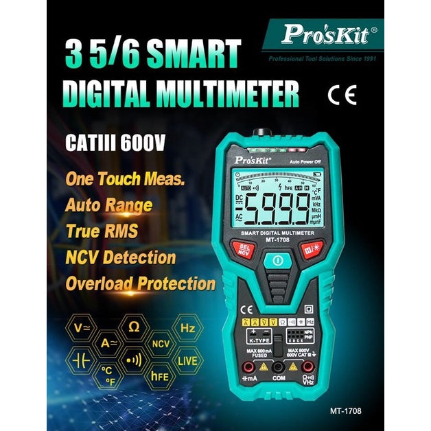 PRO'SKIT MT-1708 3⅚ Smart Digital Multimeter