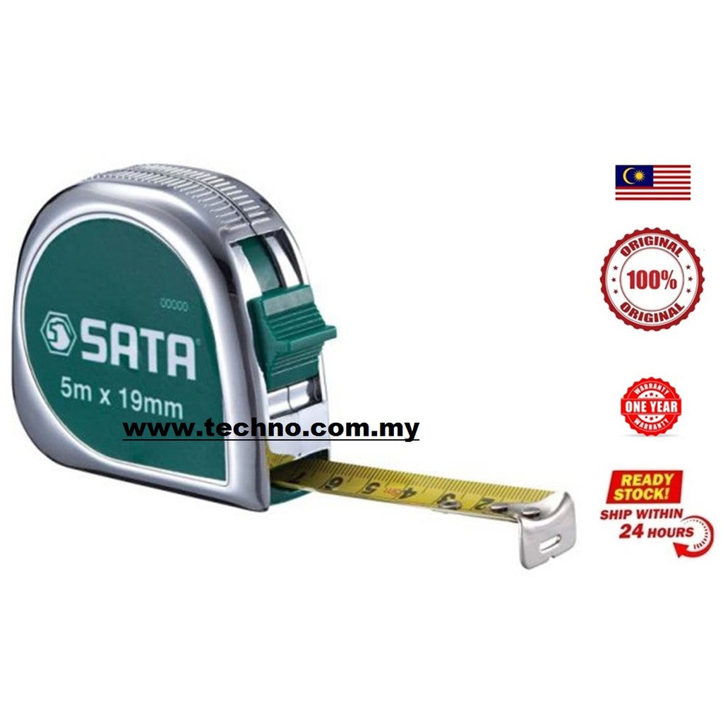 SATA 91314ME Chrome Plated Measure Tape  5m X 19mm