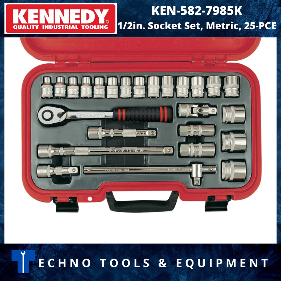 KENNEDY KEN5827985K 1/2in. Socket Set, Metric, 25-PCE