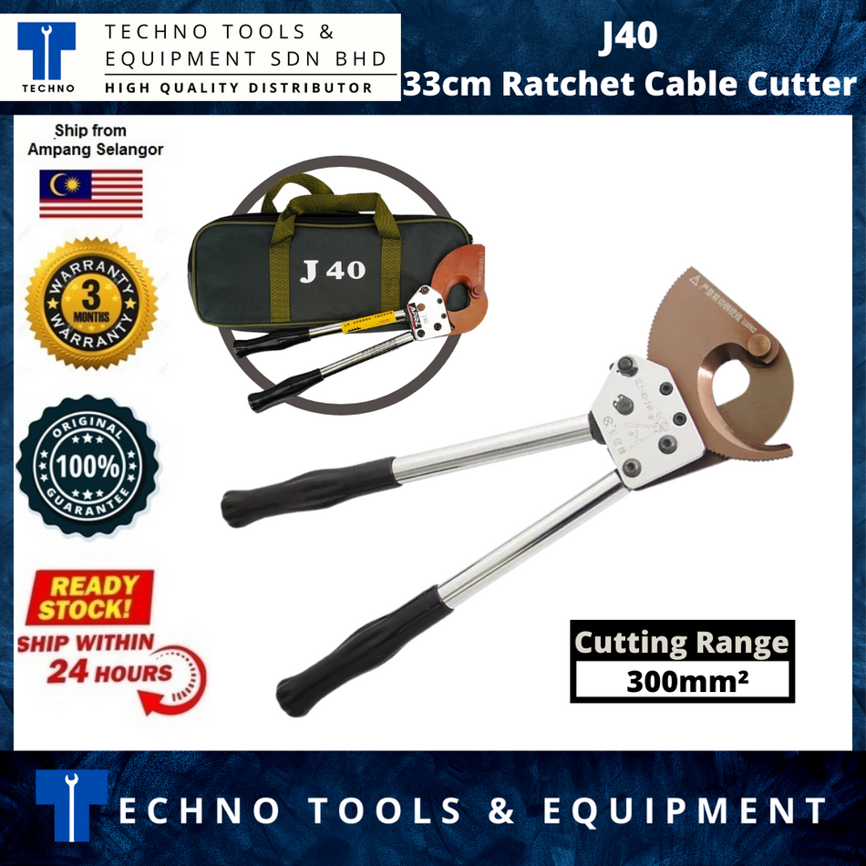 Ready Stock Manual Cable Cutting Tool Ratcheting Ratchet Cable Cutter J40 Cutting Rang Max 300mm²