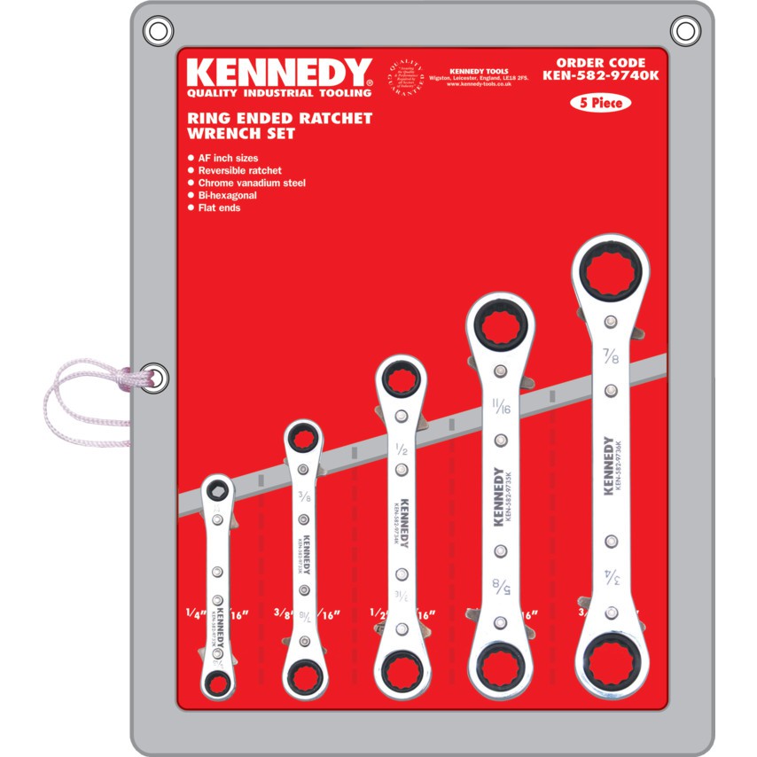 KENNEDY  1/4 - 7/8in Offset Ratchet Spanner Set 5-PCE KEN5829760K