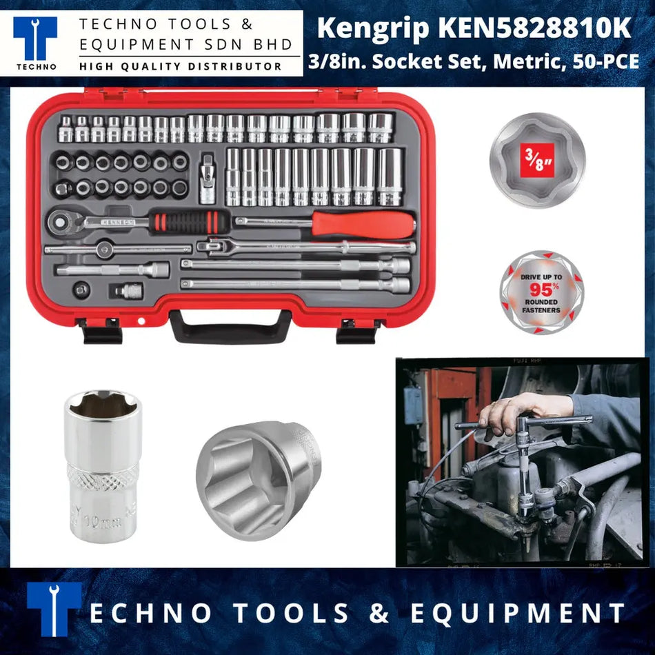 Kennedy Ken-Grip KEN5828810K 3/8in 50-piece metric socket set, Techno Tools product banner