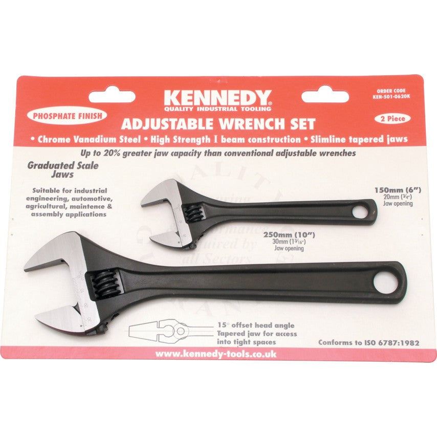 KENNEDY KEN5010620K 6"/10" PHOSPHATE FINISH ADJUSTABLE WRENCH SET