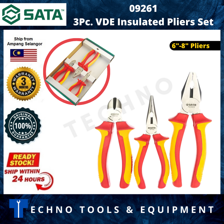 SATA 09261 3Pc. VDE Insulated Pliers Set