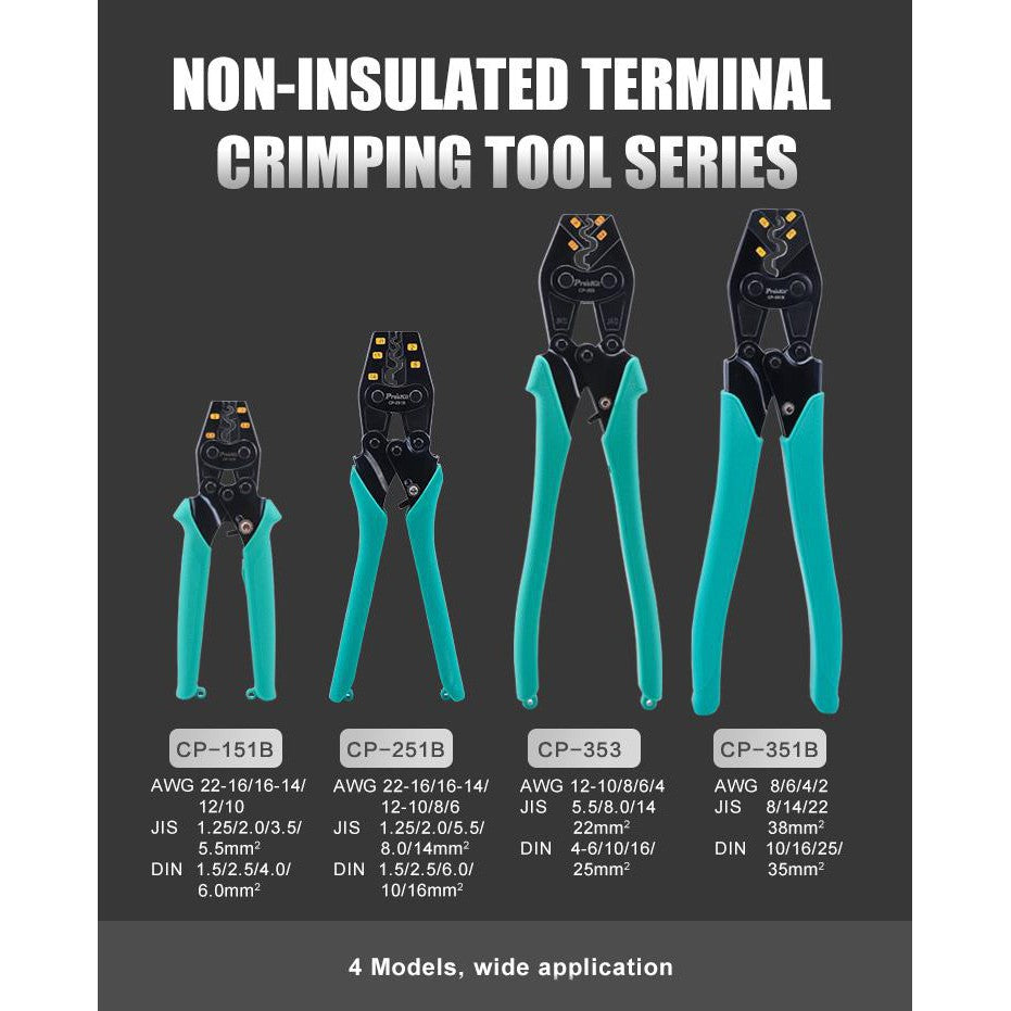 PRO'SKIT CP-351B 350mm Non-Insulated Terminals Ratchet Crimping Tool