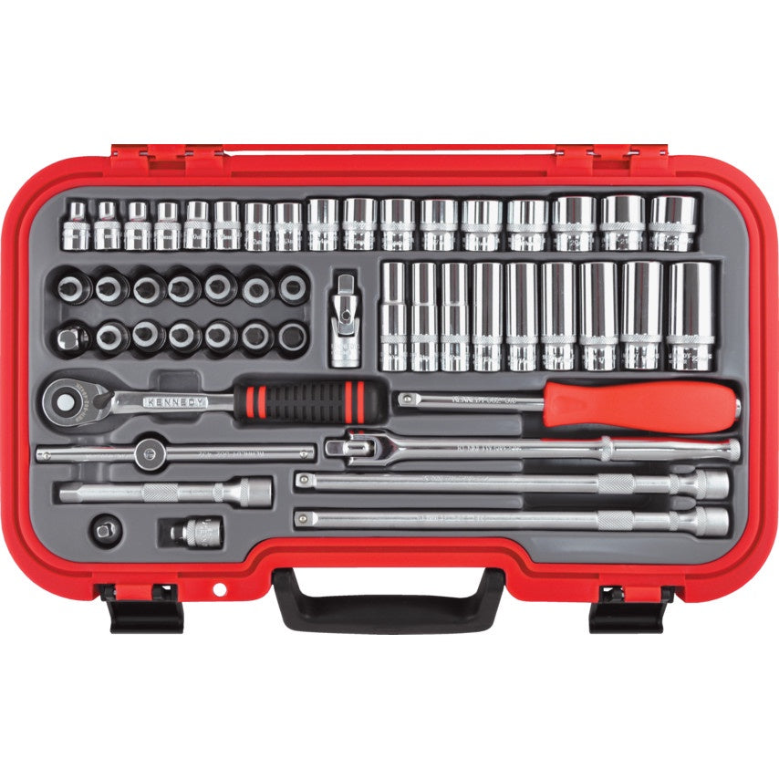 KENNEDY Kengrip KEN5828810K 3/8in. Socket Set, Metric, 50-PCE KEN-582-8810K