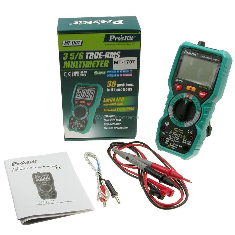 PRO'SKIT MT-1707 3⅚ True-RMS Multimeter, with 3 month Warranty