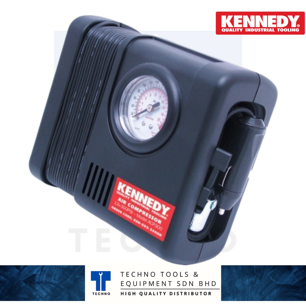 KENNEDY MINI AIR COMPRESSOR 300PSI C/W PRESSURE GAUGE KEN5032500K (best use for car emergency on roadside, outdoor portable pump