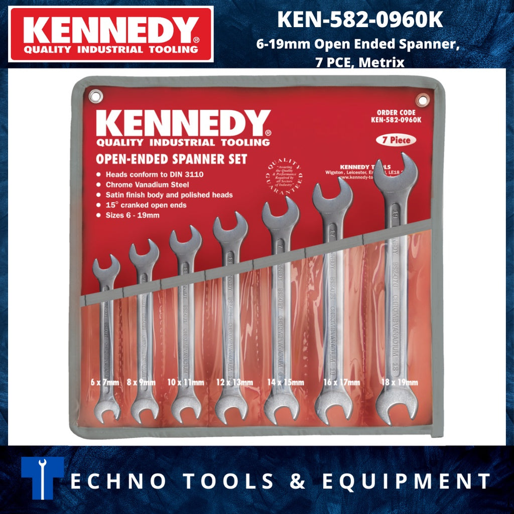 KENNEDY KEN5820960K 6-19mm Open-Ended Spanner Set 7PCE Metric