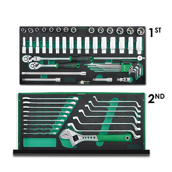 TOPTUL GCAZ0024 82PCS Professional Mechanical Tool Set W/ 3-Drawer Tool Chest