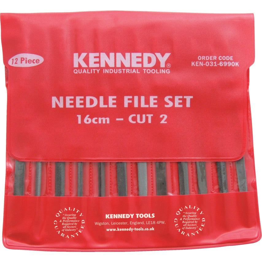 KENNEDY 160MM (6.1/2") 12 PIECE SECOND CUT ASSORTED NEEDLE FILE SET (KEN0316990K)