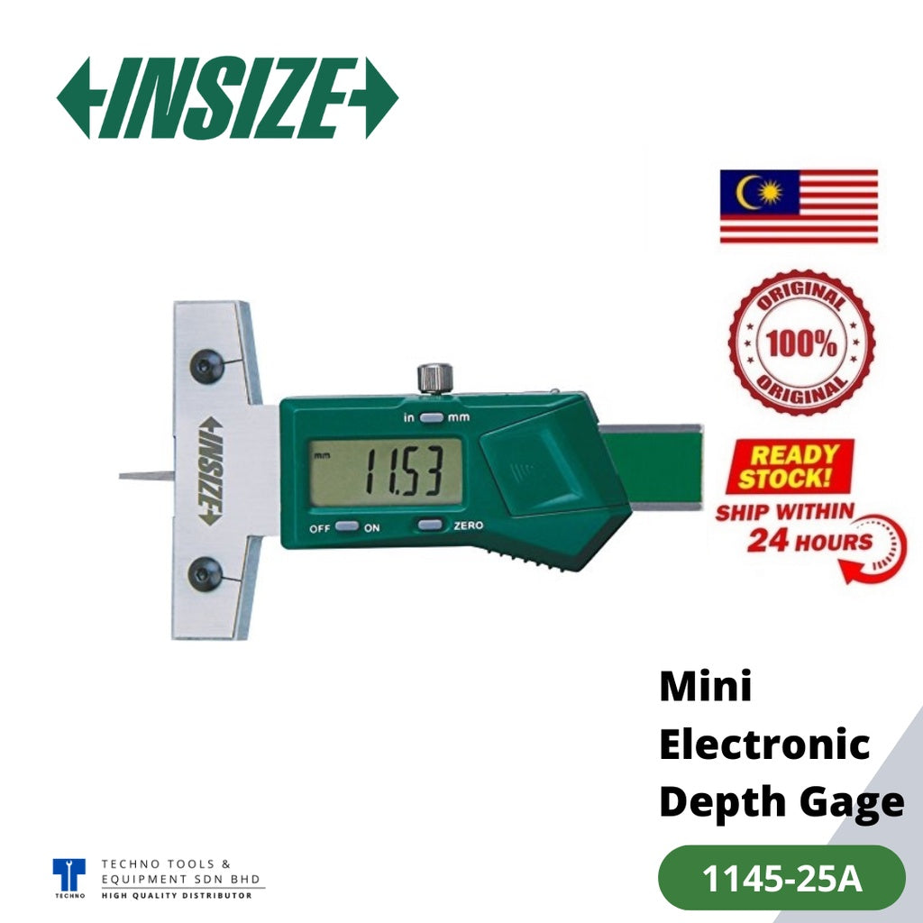INSIZE 1145-25A Mini Electronic Depth Gage, 0-1"/0-25mm