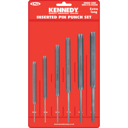 KENNEDY EX/LENGTH INSERTED PIN PUNCHES 6-PCE SET KEN5182435K