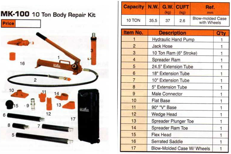 MK-EQP-100-10T 10 Ton Body Repair Kit