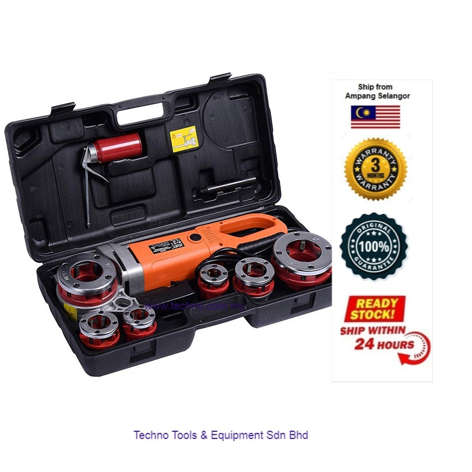 Portable Electric Pipe Threading Machine With 6 Dies - 1/2"-2"
